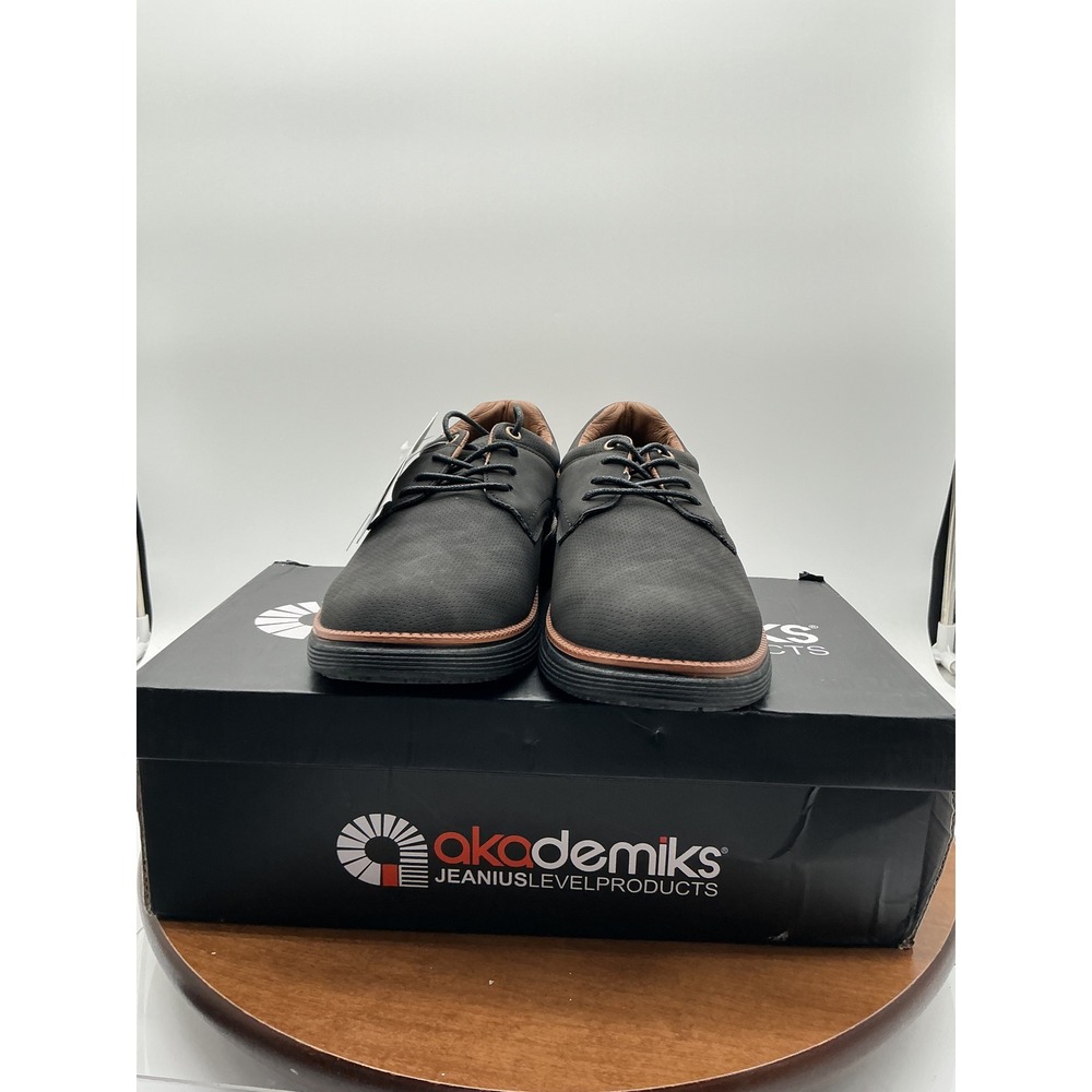 Akademiks Dayton-03-BLK-BLK Mens Black Perforated Oxford Dress Shoes‎ Size 8M